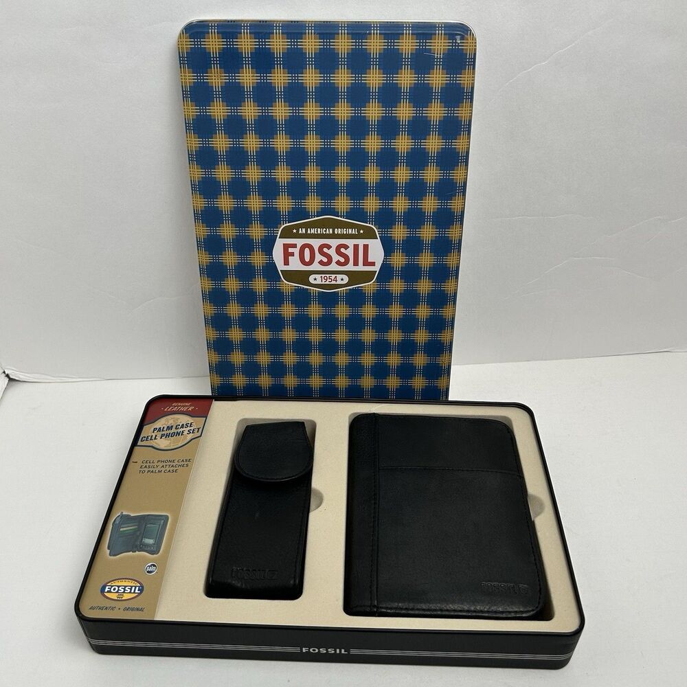 New fossil Phone Case Palm Pilot Case Set Vintage Y2K 100% Leather Rare